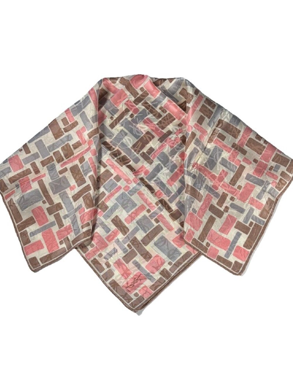 Vintage Yves Saint Laurent YSL Cotton Scarf Geometric 22"